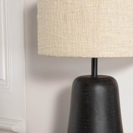 JAMES - JAMES - Table lamp 28x28cm antique mango wood with beige fabric shade