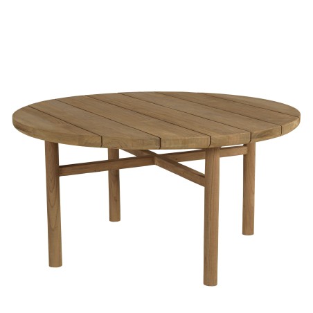 Round garden coffee table made from recycled teak | Macabane Furniture