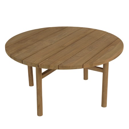 Round garden coffee table made from recycled teak | Macabane Furniture