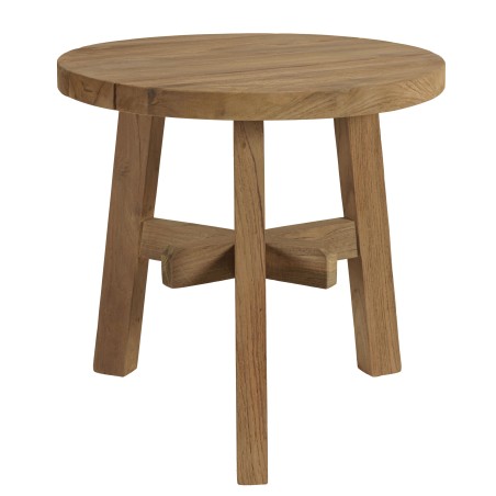 Round side table made from recycled teak | Macabane