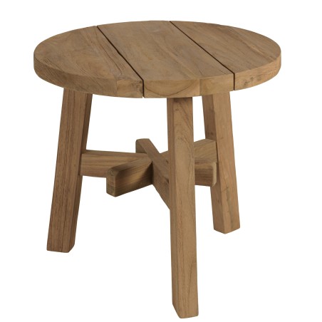 Round side table made from recycled teak | Macabane