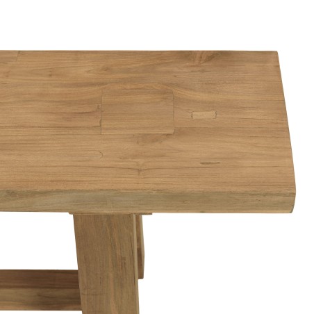 Salon de jardin avec table et bancs en teck recyclé | Meubles Macabane