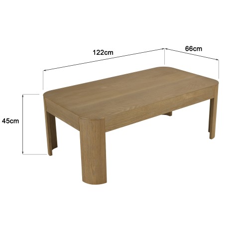 Rectangular coffee table in natural finish | Macabane Furniture
