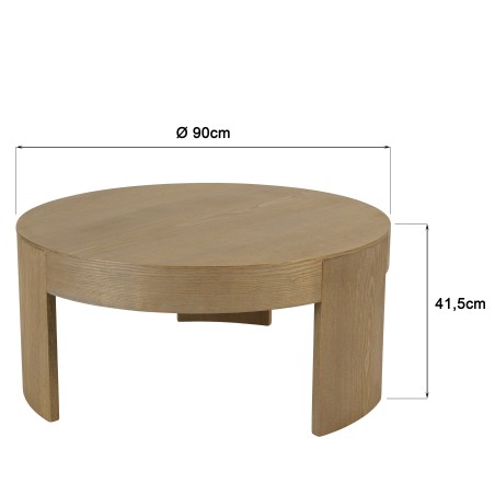 Round coffee table in natural finish | Macabane Furniture