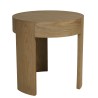 Round side table in natural-coloured wood | Macabane Furniture