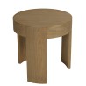 Round side table in natural-coloured wood | Macabane Furniture