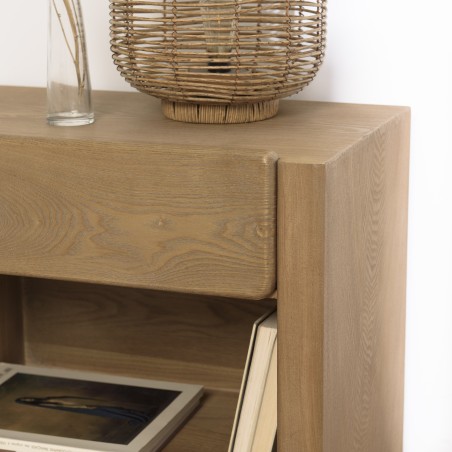 Natural-coloured wooden bedside table - Macabane Furniture