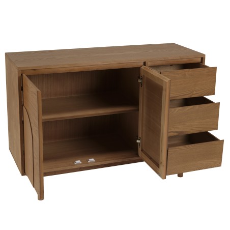 Dressoir van naturelkleurig hout met 3 lades | Macabane Meubelen