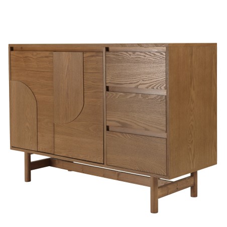 Natural-coloured wooden sideboard with 3 drawers | Macabane Furniture