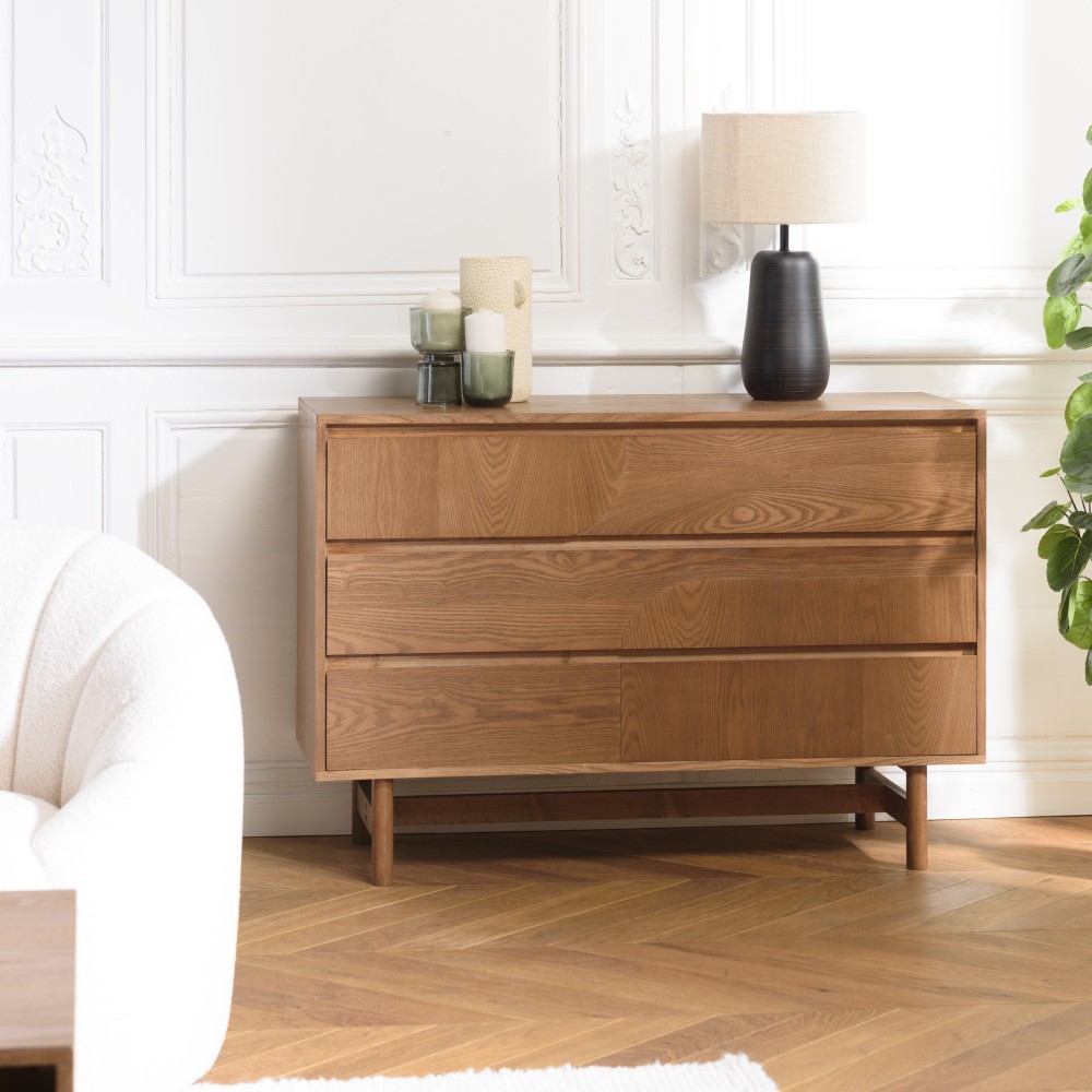 Commode en bois couleur naturelle 3 tiroirs | Meubles Macabane
