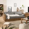 SECONDE MAIN - Canapé 3 places bois Pin recyclé marron tissu gris