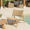 SECONDE MAIN - Lot de 2 fauteuils lounge jardin en bois teck rotin relief