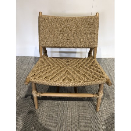 SECOND-HAND - Set of 2 teak and rattan garden lounge chairs with a textured finish