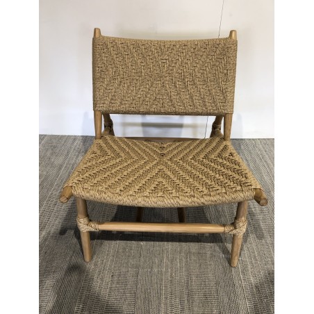 SECOND-HAND - Set of 2 teak and rattan garden lounge chairs with a textured finish