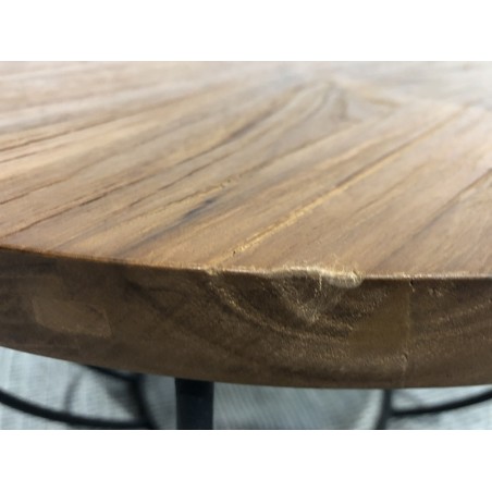 SECONDE MAIN - Table basse plateau 60x60cm bois teck recyclé métal noir