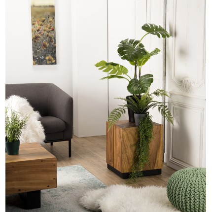 SECONDE HAND - Square Side Table 38x38cm Suar Wood with Black Base