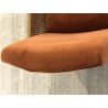 Orange velvet armchair with wooden legs and rattan armrests | Second Hand