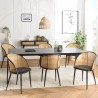 SECOND-HAND - 2 black fabric armchairs with rounded backs and cane effect
