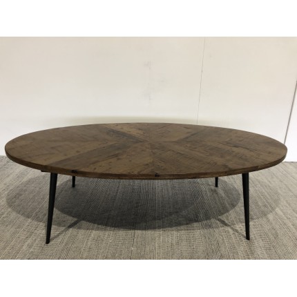 Table basse ovale KIARA 135x70cm plateau chevrons - Seconde Main