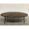 Table basse ovale KIARA 135x70cm plateau chevrons - Seconde Main
