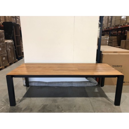 Table à manger ext. 250/350x100cm teck recyclé pieds métal - Seconde Main