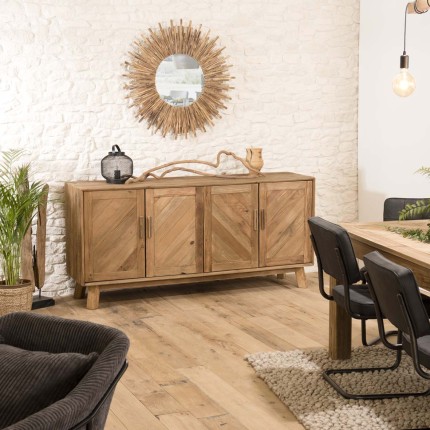 Second Hand - Brown 4-Door Sideboard in Recycled Pine