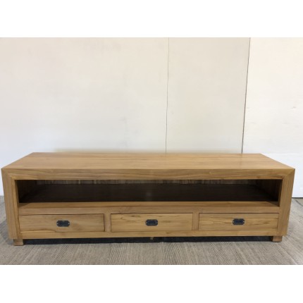 Meuble TV marron 3 tiroirs bois Teck | Seconde Main