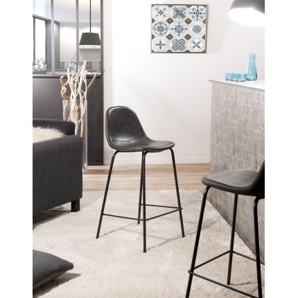 SECONDE MAIN - Lot de 2 tabourets de bar anthracite