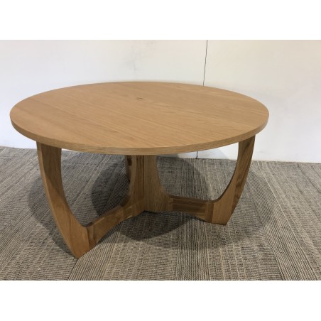 Table basse ronde D80 décor et chêne naturel pied ajouré - Seconde Main