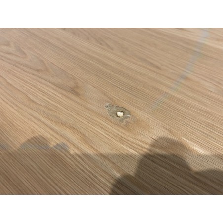 Table basse ronde D80 décor et chêne naturel pied ajouré - Seconde Main