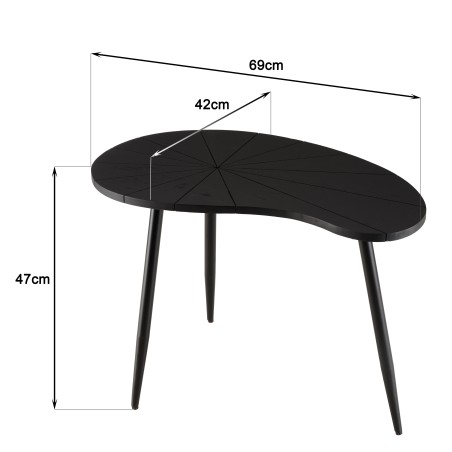 SECOND HAND - Ovoid side table with textured black matt top and black iron legs