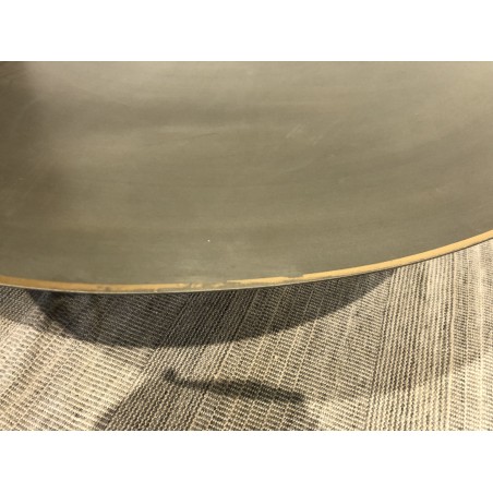 Table basse ronde 120x120cm en fer noir et bordure dorée | SECONDE MAIN