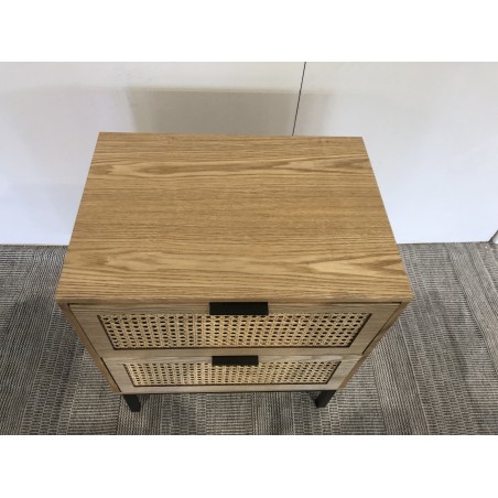 Bedside table – 2 drawers, natural rattan – Second-hand