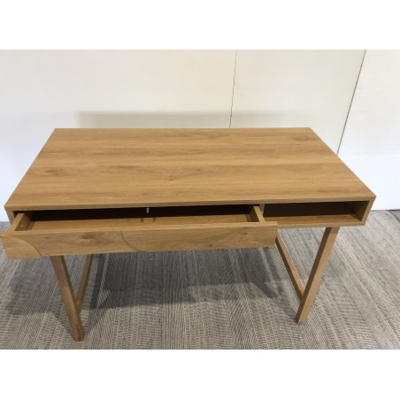 Natural colour desk with 1 drawer, rounded pattern decoration and 1 niche - ETHAN