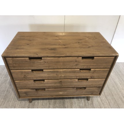 Commode bois marron 4 tiroirs | SECONDE MAIN