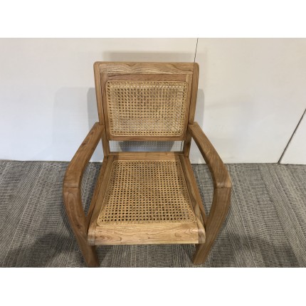 Second Hand -  Light Brown Mindi Armchair with Cane Seat