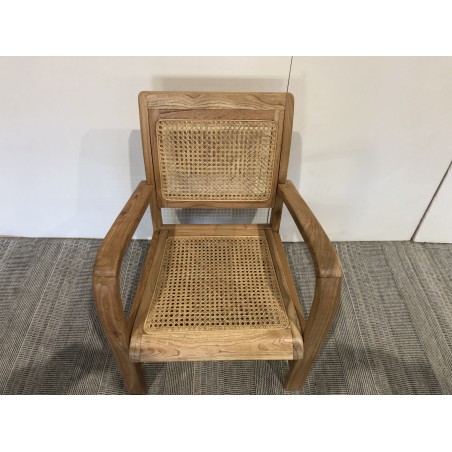 SECONDE MAIN - Fauteuil marron clair Mindi et cannage