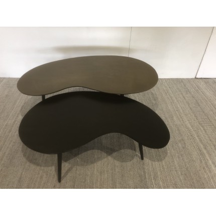 Set de 2 tables basses en aluminium noir mat et doré | Seconde main