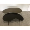 SECOND-HAND - Set of 2 oval coffee tables in matt black and gold aluminium