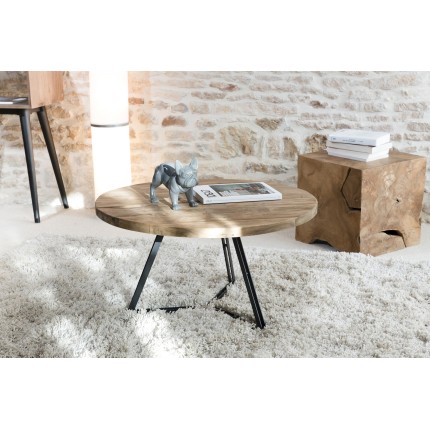 Table basse ronde SIXTINE 75x75cm teck recyclé - Seconde Main