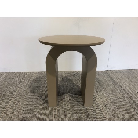 Table d'appoint ronde en bois laqué taupe D40cm | Seconde Main
