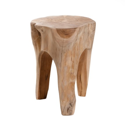 Tabouret rond WALLY en bois de teck naturel