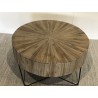 SECONDE MAIN - Table basse ronde 90x90cm bois Teck naturel pieds épingles scandi métal noir