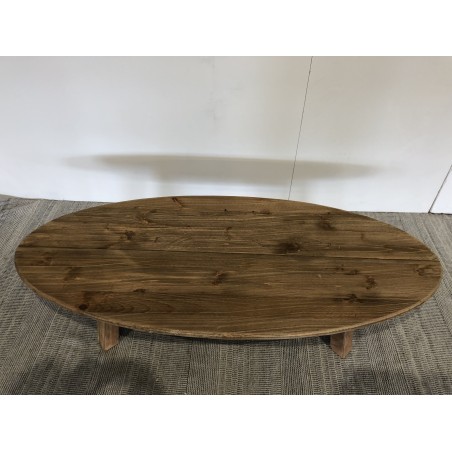 SANDY Oval Coffee Table in Brown Recycled Pine