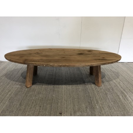 Table basse ovale en bois de pin recyclé - Seconde Main