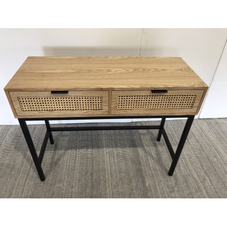SECONDE MAIN - Console 2 tiroirs cannage naturel