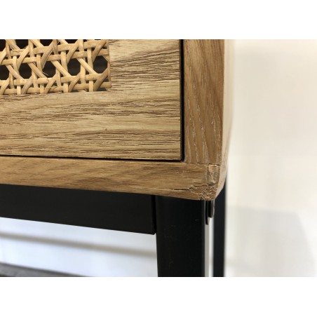 SECONDE MAIN - Console 2 tiroirs cannage naturel