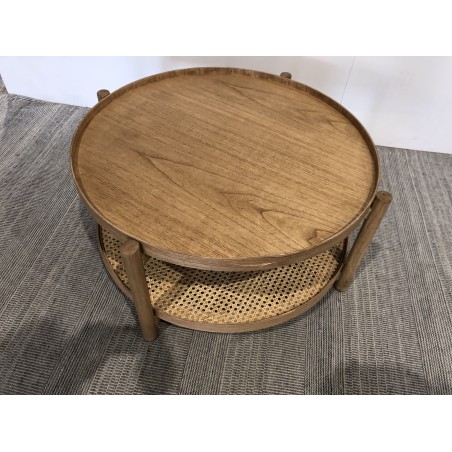 80.5cm wooden coffee table with rattan shelf | Amy Collection