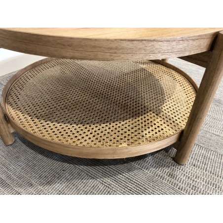 80.5cm wooden coffee table with rattan shelf | Amy Collection
