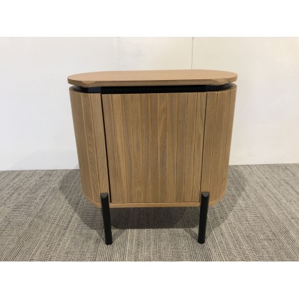 Table de chevet bois 1 porte style rétro pin marron | Seconde Vie